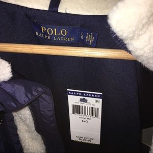 Ralph Lauren zip up navy fur coat